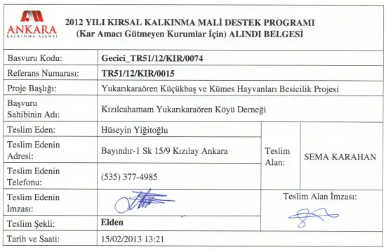 2012 Yılı Kırsal Kalınma Mali Destek Programı 2